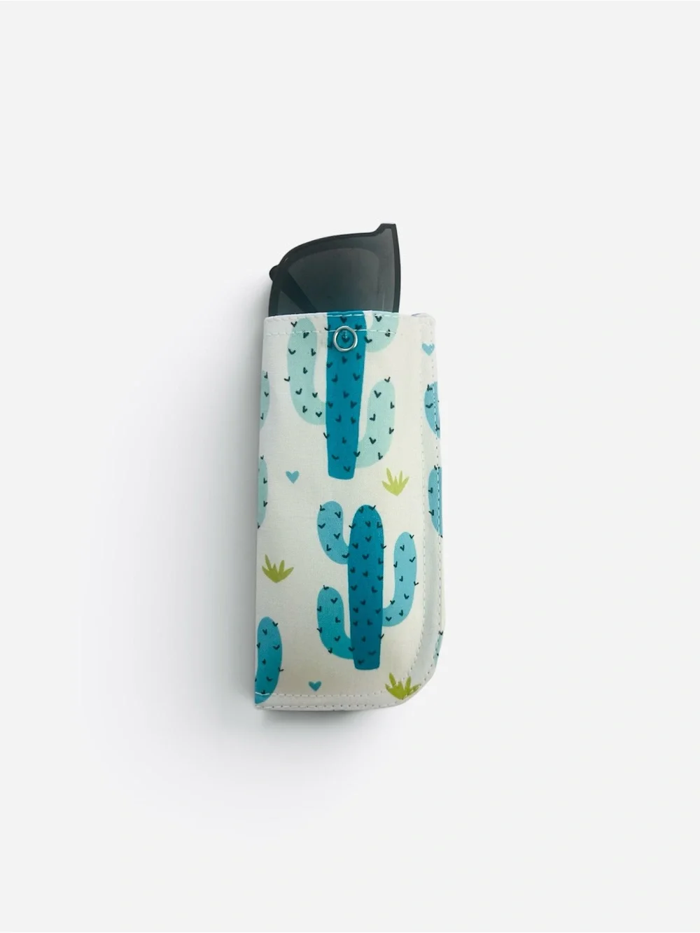 Cactus Print Sunglasses Case in Teal and White
